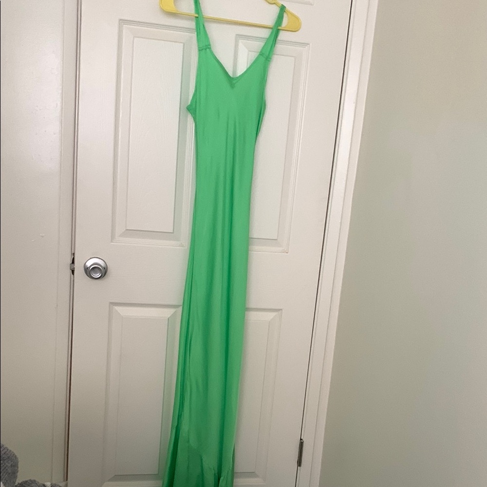 Pippa & Julie Green Spaghetti Strap Maxi Dress for vacation